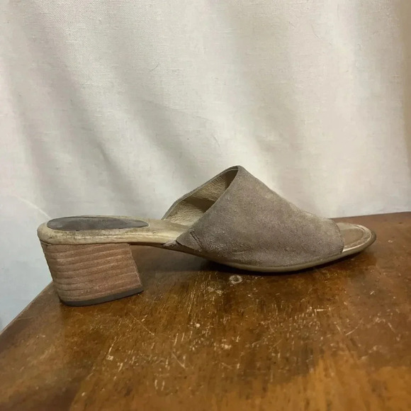 BORN Platform Slide Sandals Womens Size 7 Leather Suede Block Heel Open Toe Chic - Picture 7 of 11